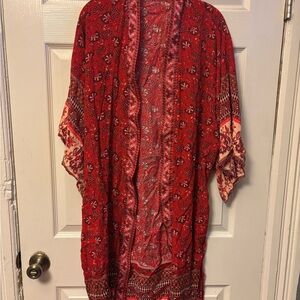 Red Bohemian Printed Kimono Robe, size S